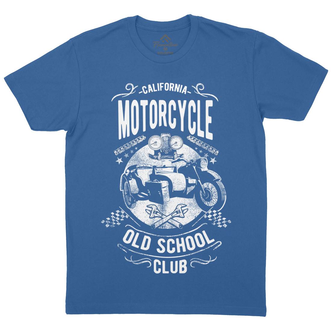 California Old School Club Mens Organic Crew Neck T-Shirt Motorcycles C913