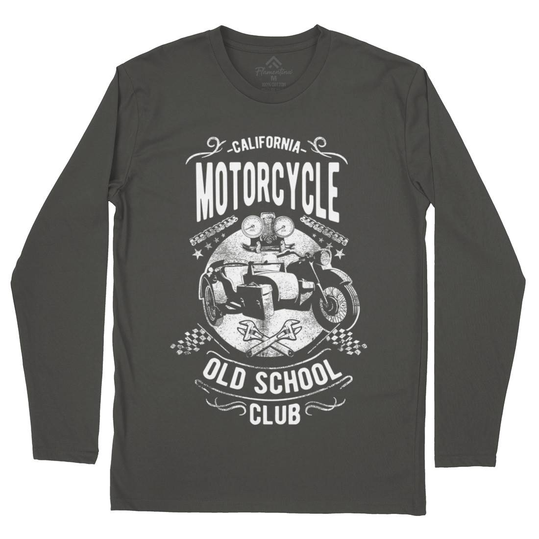 California Old School Club Mens Long Sleeve T-Shirt Motorcycles C913