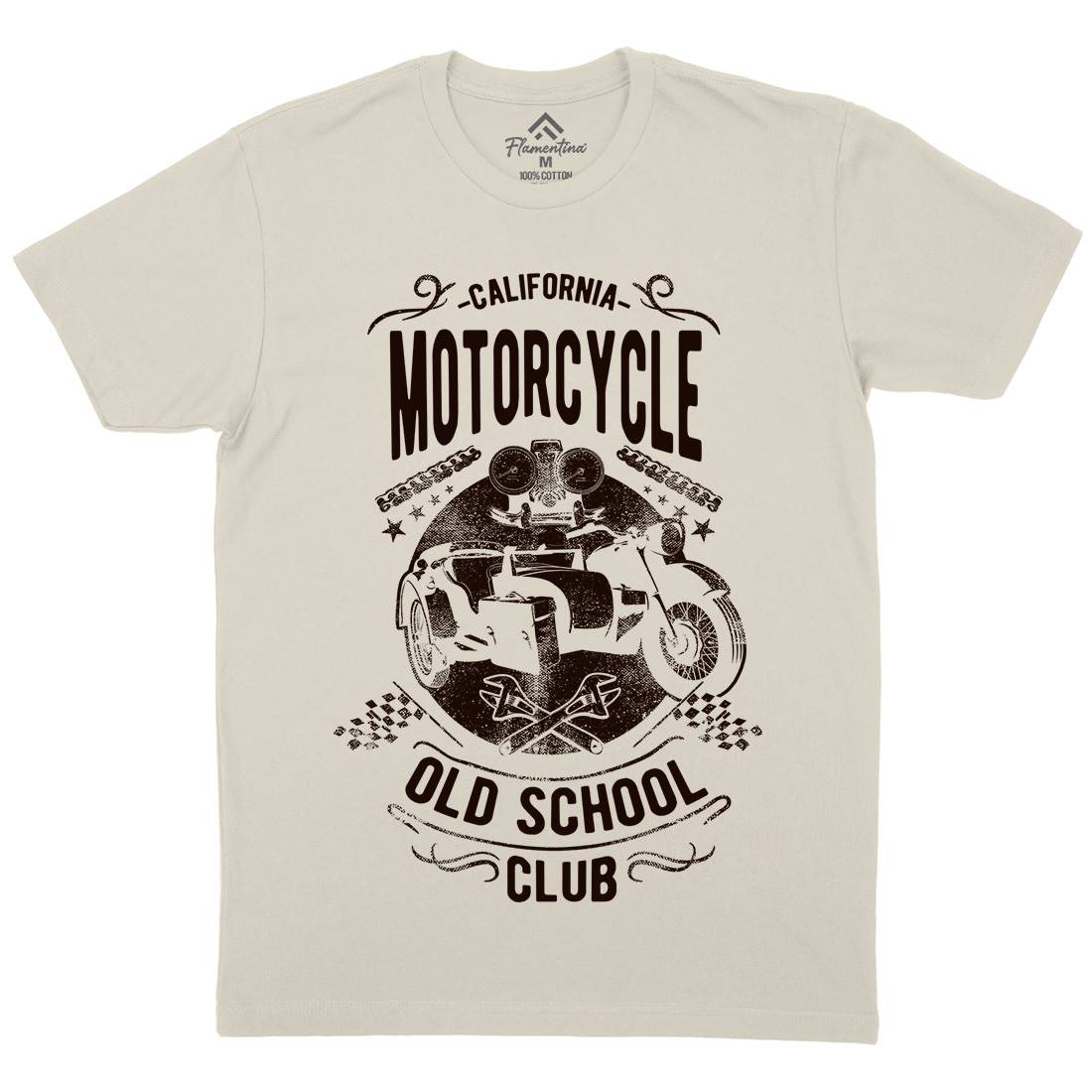 California Old School Club Mens Organic Crew Neck T-Shirt Motorcycles C913