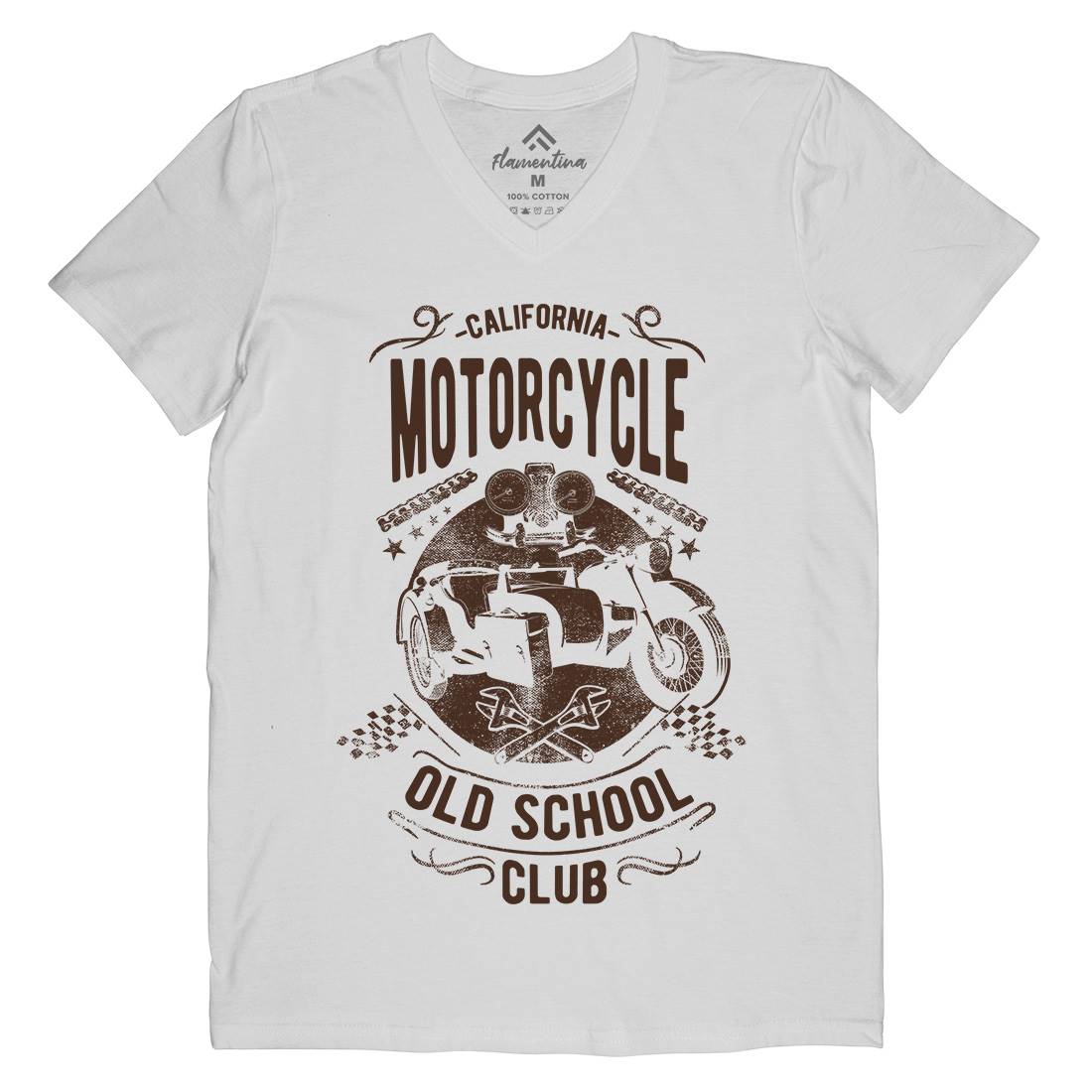 California Old School Club Mens V-Neck T-Shirt Motorcycles C913