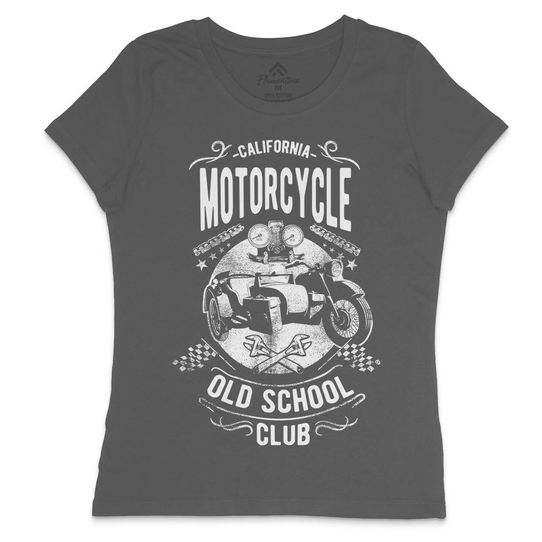California Old School Club Womens Crew Neck T-Shirt Motorcycles C913