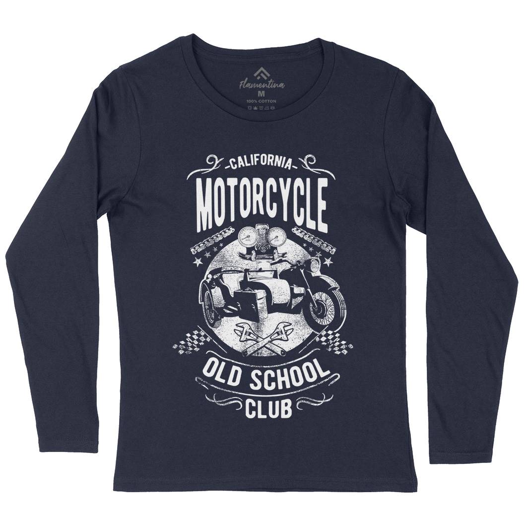 California Old School Club Womens Long Sleeve T-Shirt Motorcycles C913