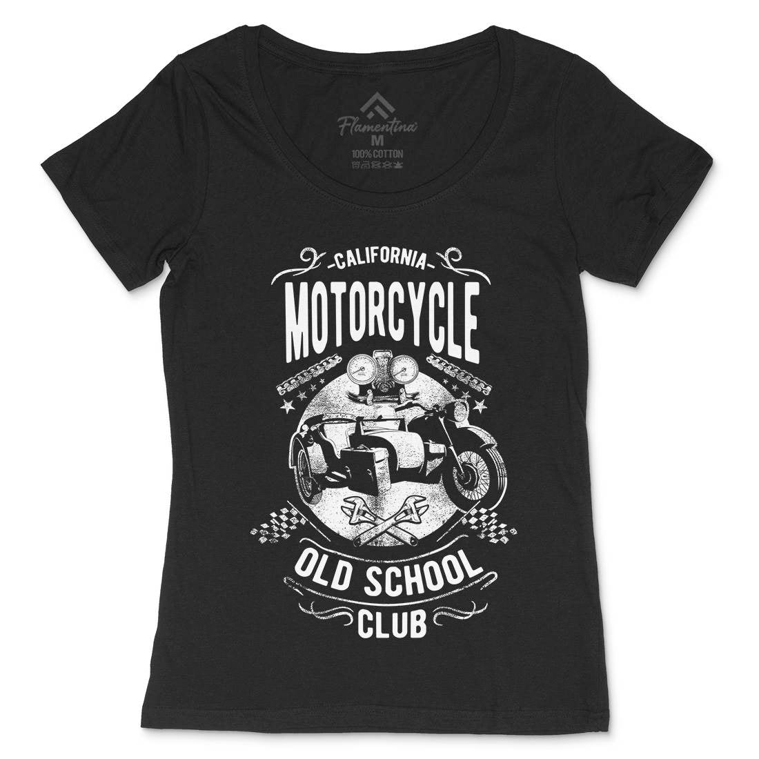 California Old School Club Womens Scoop Neck T-Shirt Motorcycles C913