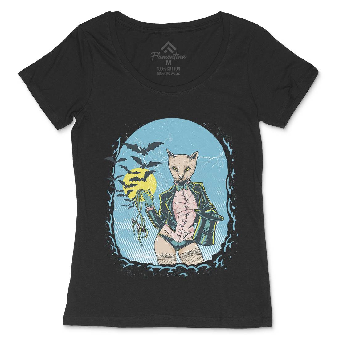 Cat Womens Scoop Neck T-Shirt Animals C915