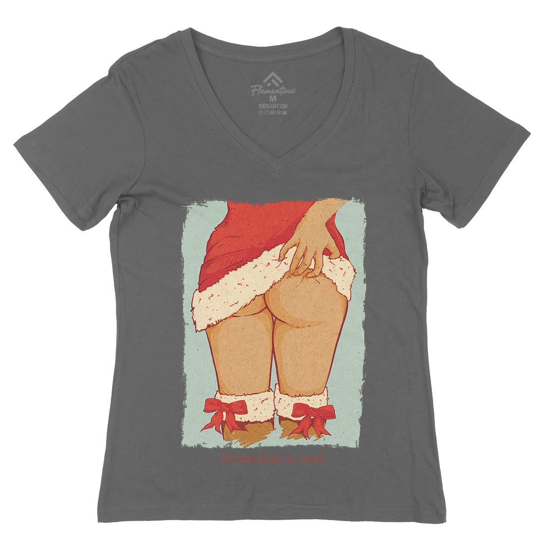 Sexy Womens Organic V-Neck T-Shirt Christmas C916