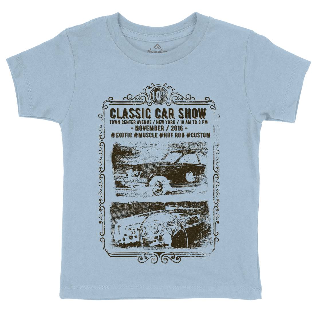 Classic Car Show Kids Organic Crew Neck T-Shirt Cars C917
