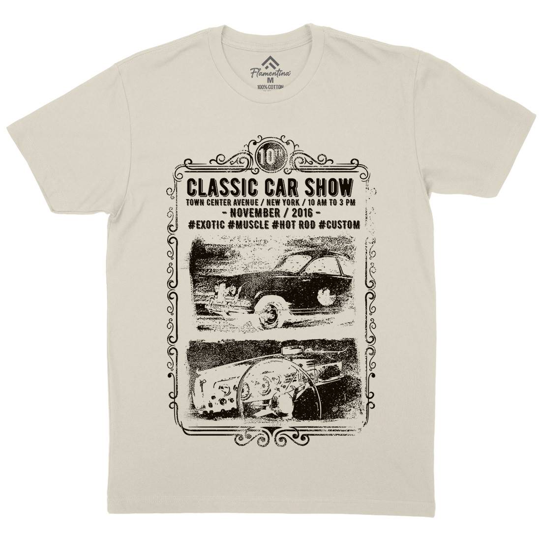 Classic Car Show Mens Organic Crew Neck T-Shirt Cars C917