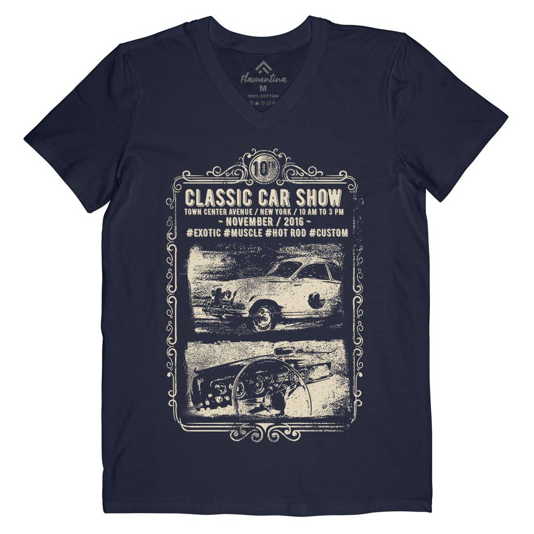 Classic Car Show Mens V-Neck T-Shirt Cars C917