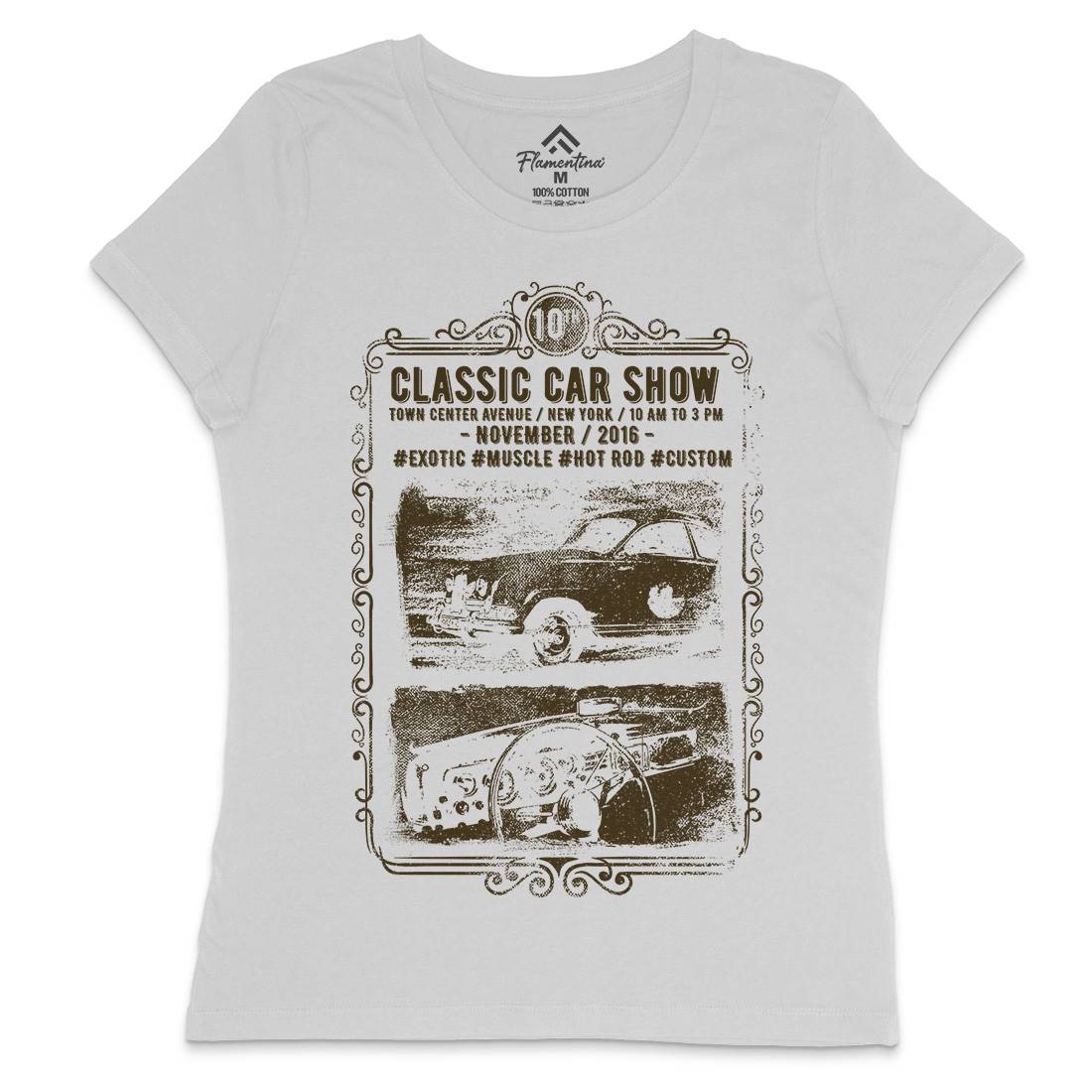 Classic Car Show Womens Crew Neck T-Shirt Cars C917