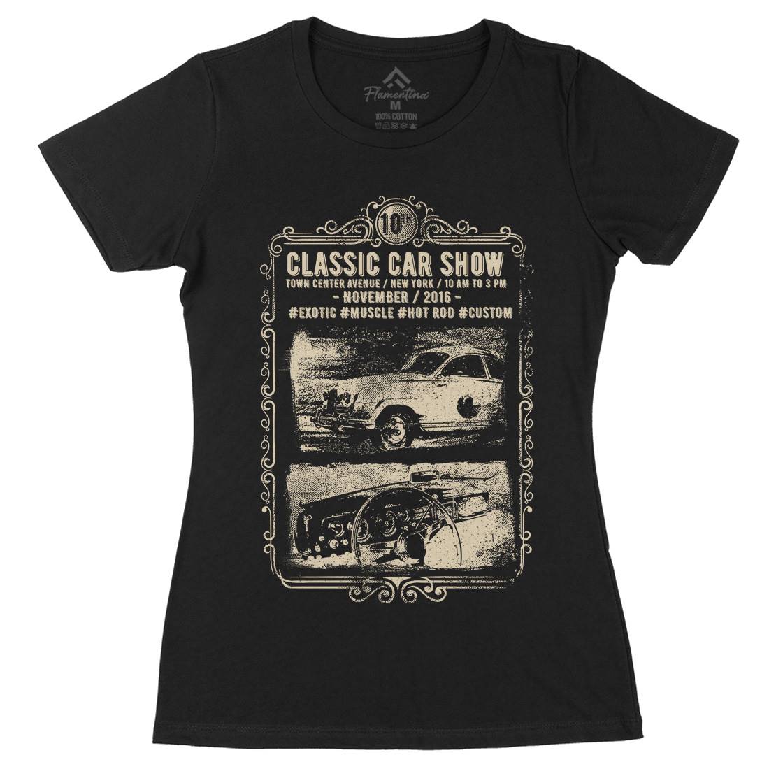 Classic Car Show Womens Organic Crew Neck T-Shirt Cars C917