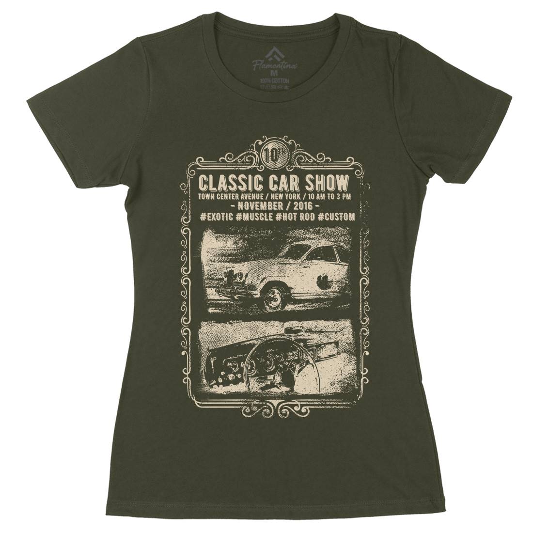 Classic Car Show Womens Organic Crew Neck T-Shirt Cars C917
