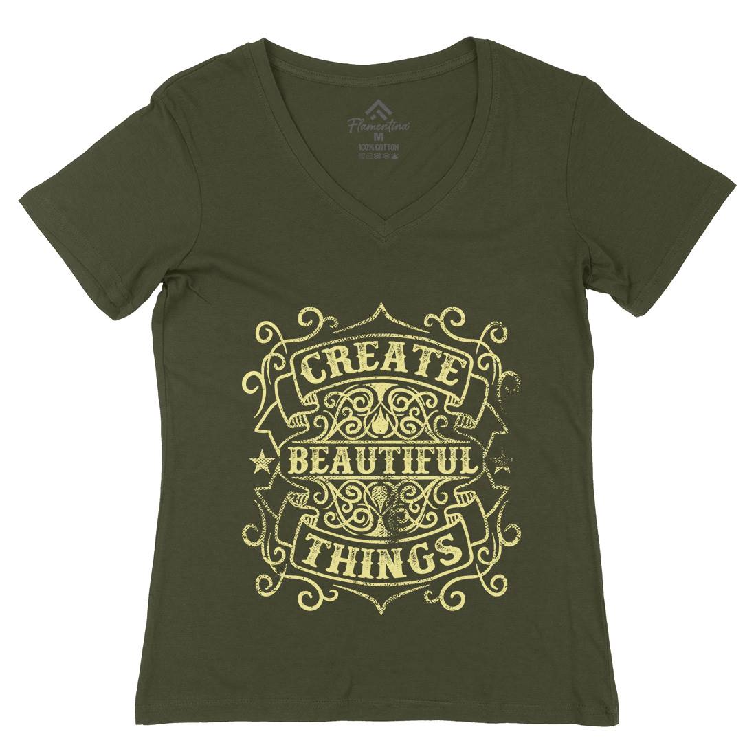 Create Beautiful Things Womens Organic V-Neck T-Shirt Quotes C919