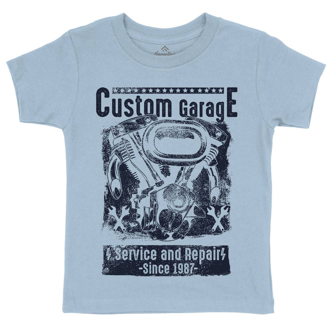 Custom Garage Kids Organic Crew Neck T-Shirt Motorcycles C920