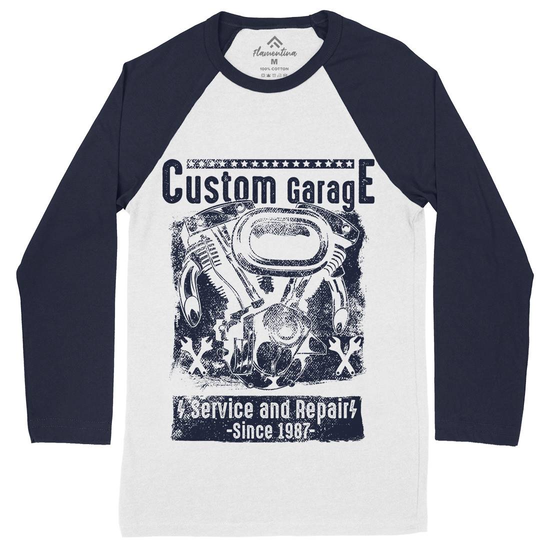 Custom Garage Mens Long Sleeve Baseball T-Shirt Motorcycles C920