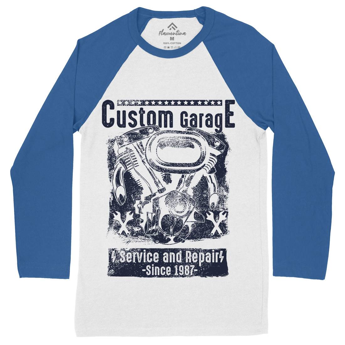 Custom Garage Mens Long Sleeve Baseball T-Shirt Motorcycles C920