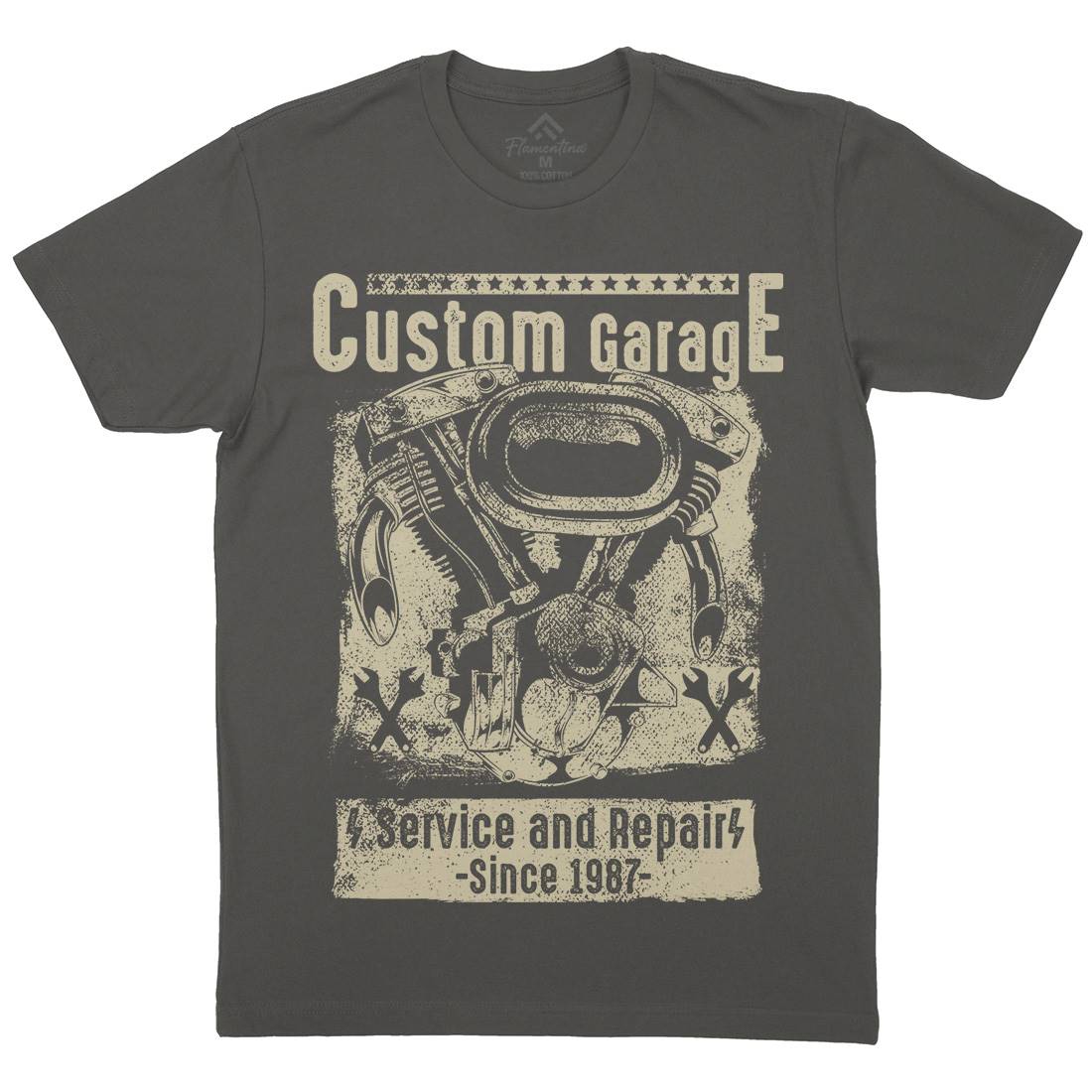 Custom Garage Mens Organic Crew Neck T-Shirt Motorcycles C920