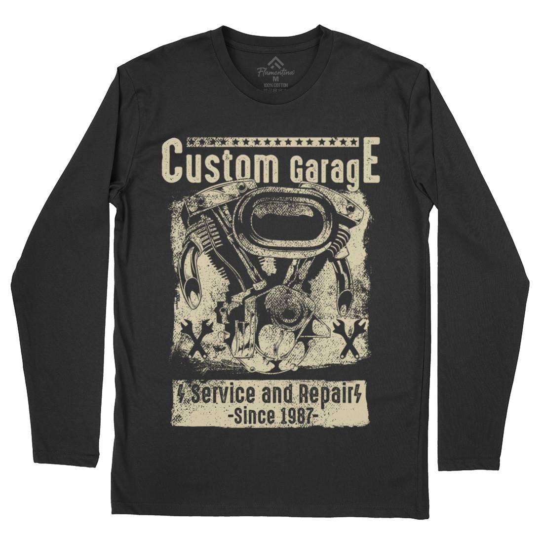 Custom Garage Mens Long Sleeve T-Shirt Motorcycles C920