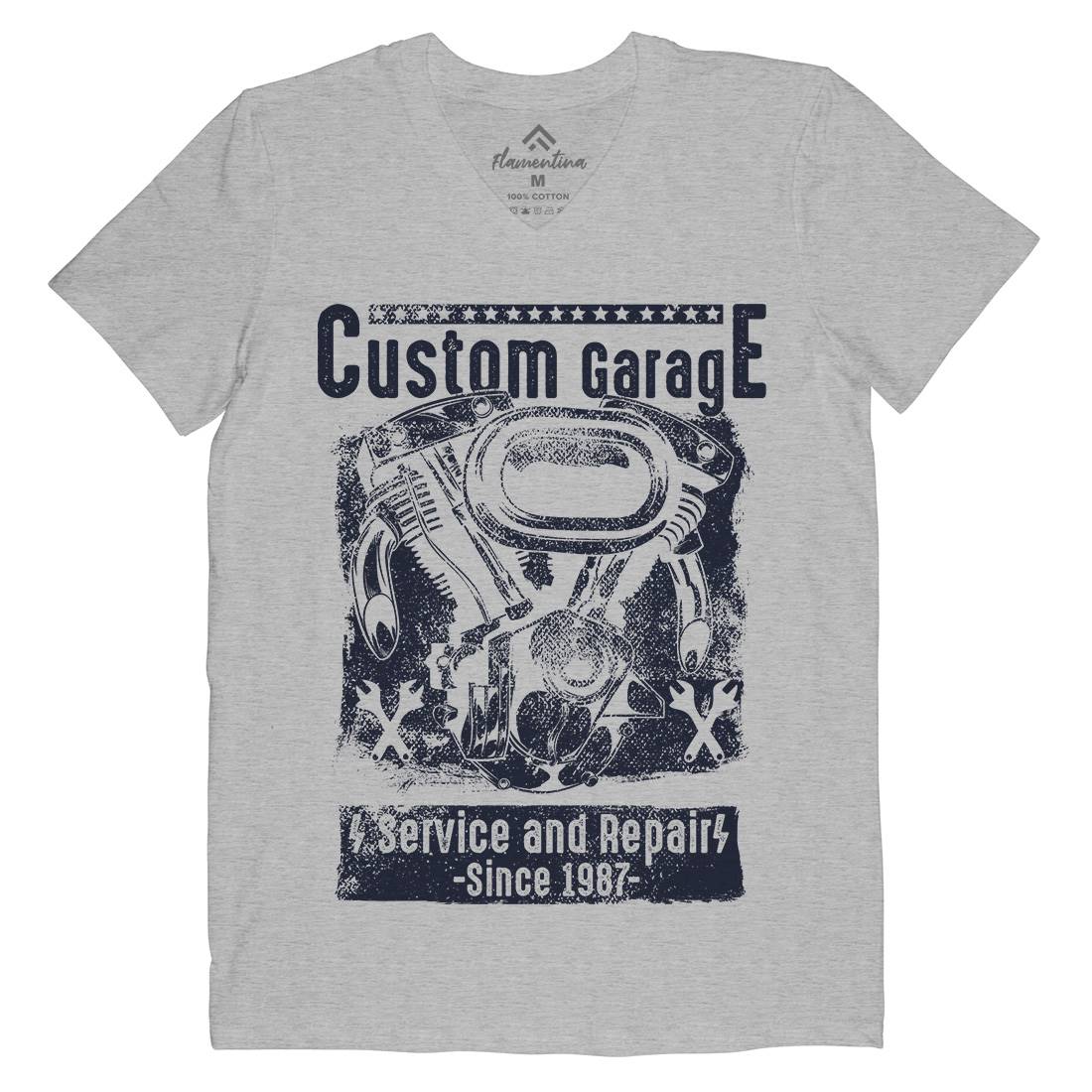 Custom Garage Mens V-Neck T-Shirt Motorcycles C920