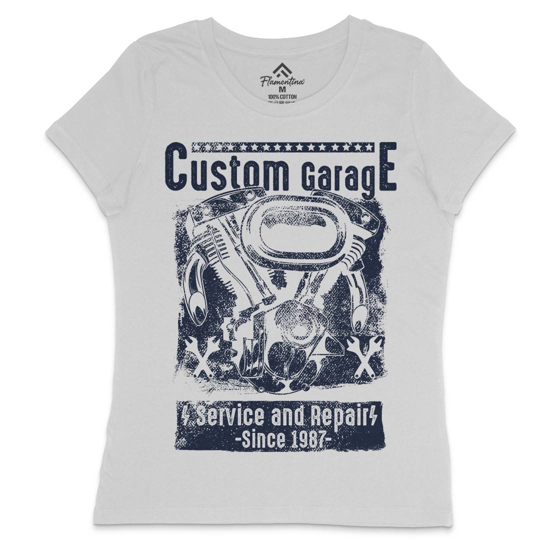 Custom Garage Womens Crew Neck T-Shirt Motorcycles C920
