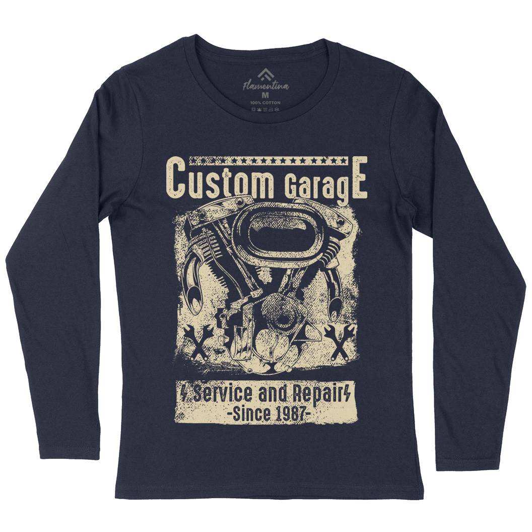Custom Garage Womens Long Sleeve T-Shirt Motorcycles C920