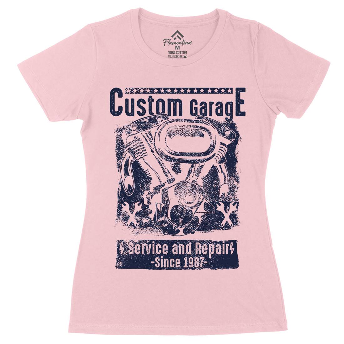 Custom Garage Womens Organic Crew Neck T-Shirt Motorcycles C920