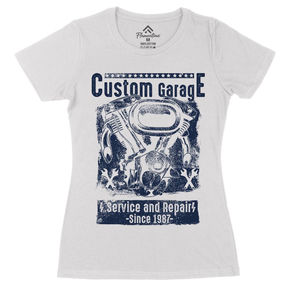Custom Garage Womens Organic Crew Neck T-Shirt Motorcycles C920