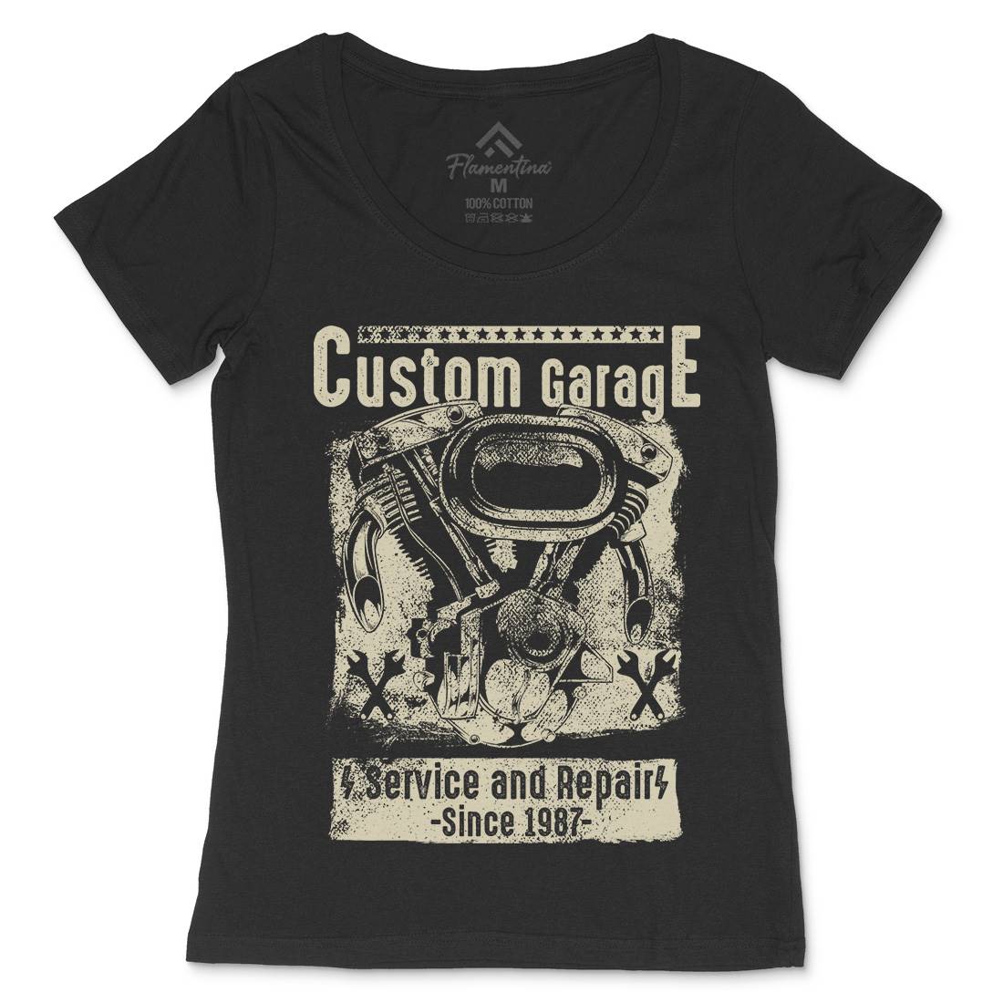 Custom Garage Womens Scoop Neck T-Shirt Motorcycles C920