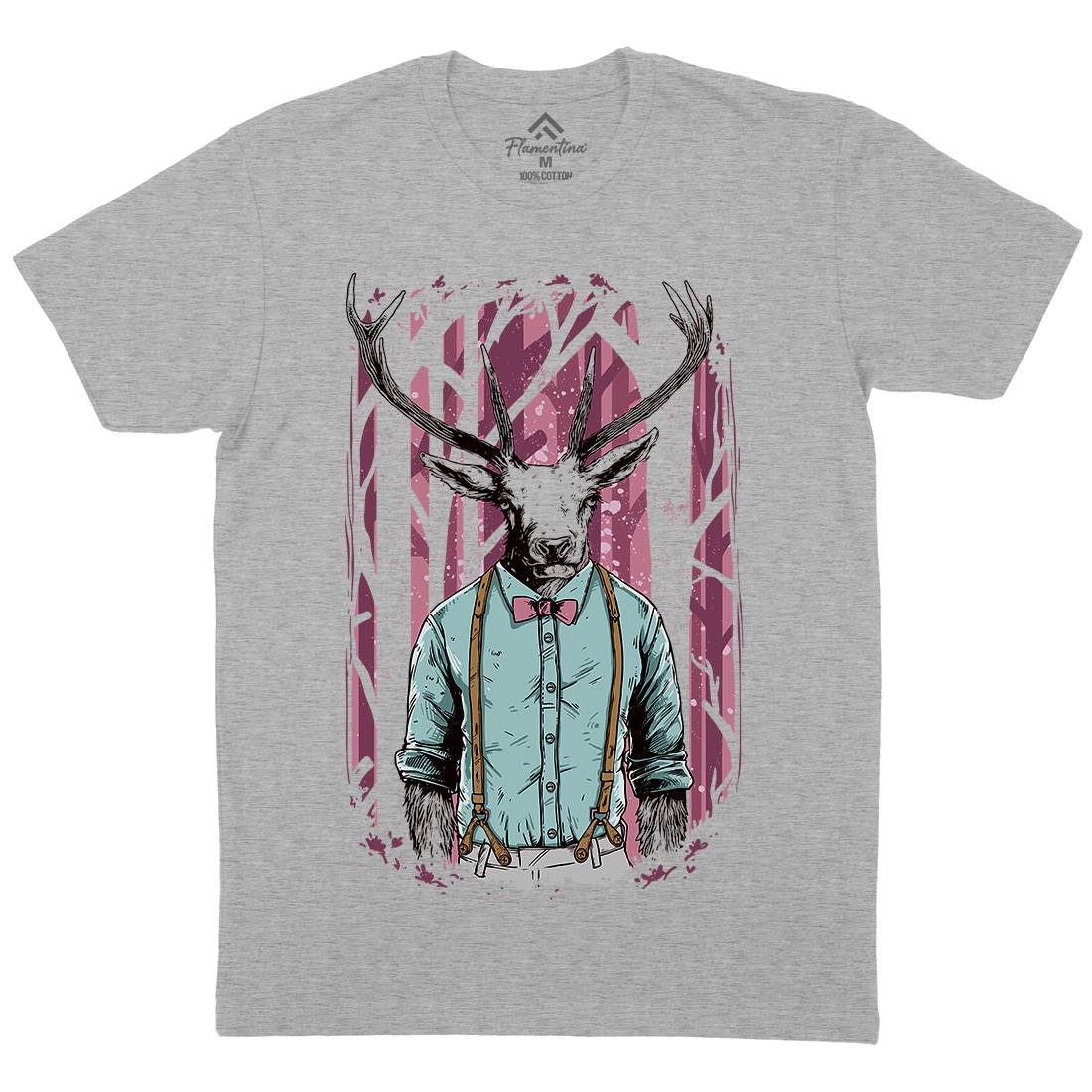 Deer Mens Crew Neck T-Shirt Animals C921