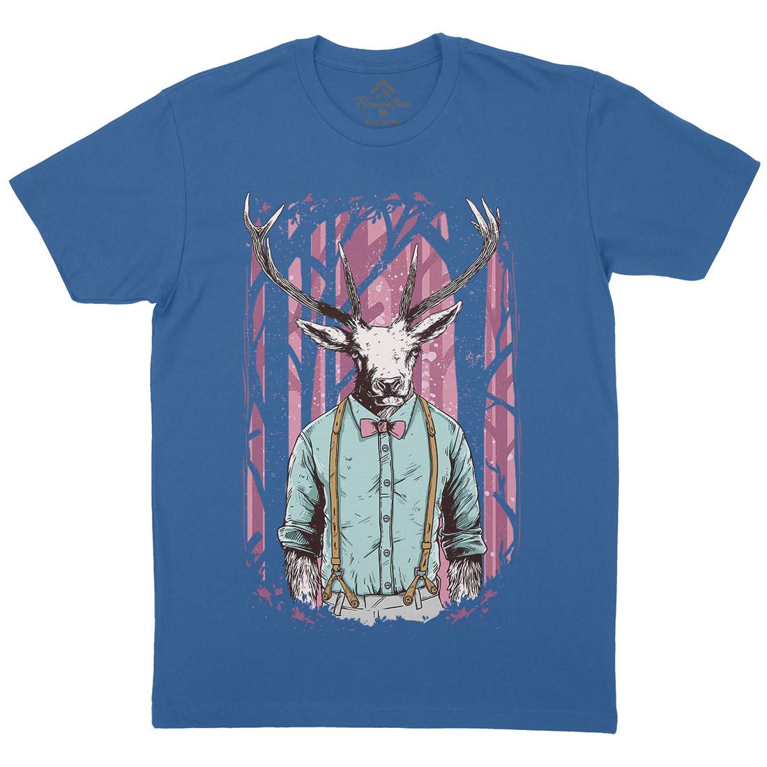 Deer Mens Organic Crew Neck T-Shirt Animals C921