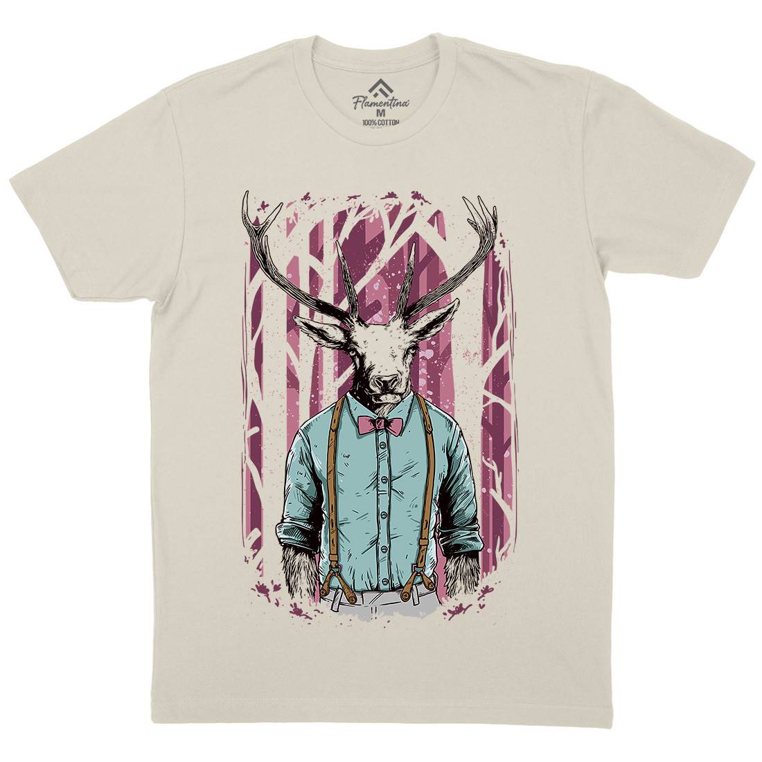 Deer Mens Organic Crew Neck T-Shirt Animals C921