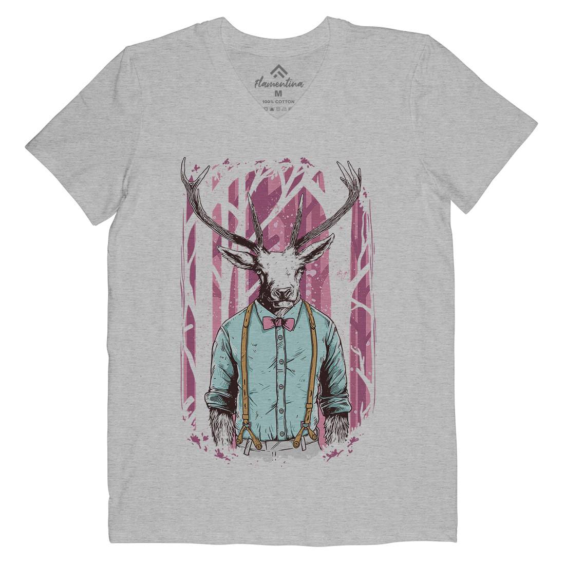 Deer Mens Organic V-Neck T-Shirt Animals C921