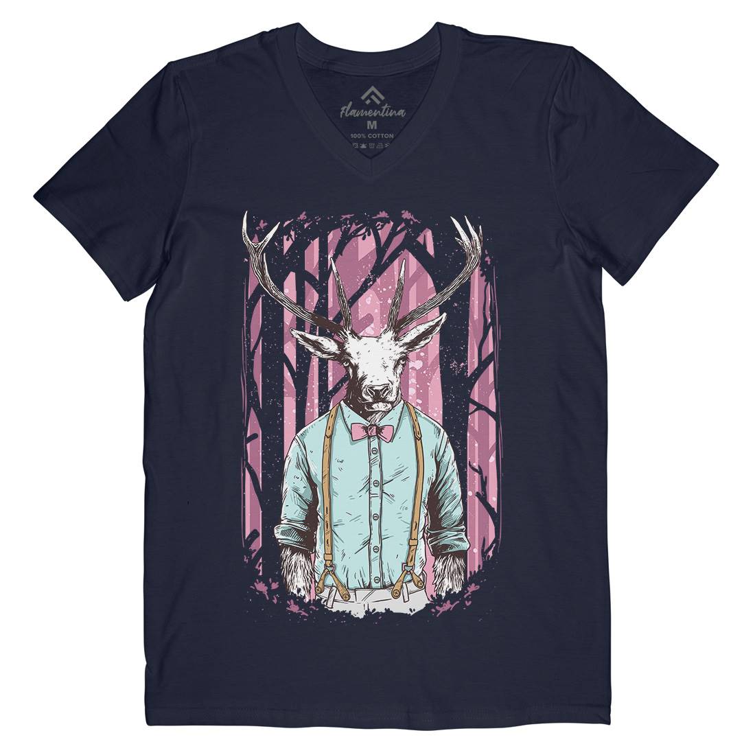 Deer Mens Organic V-Neck T-Shirt Animals C921