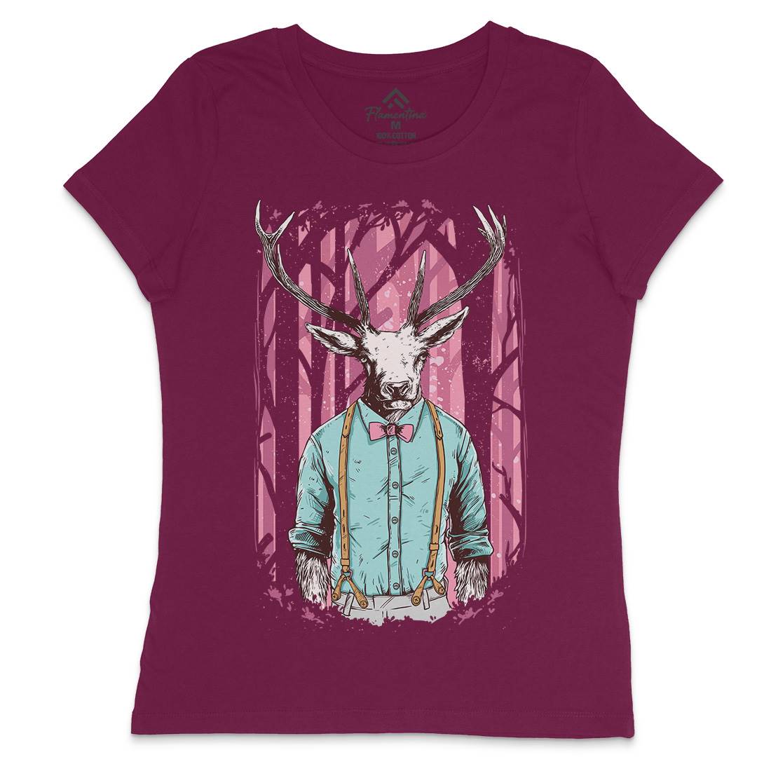 Deer Womens Crew Neck T-Shirt Animals C921