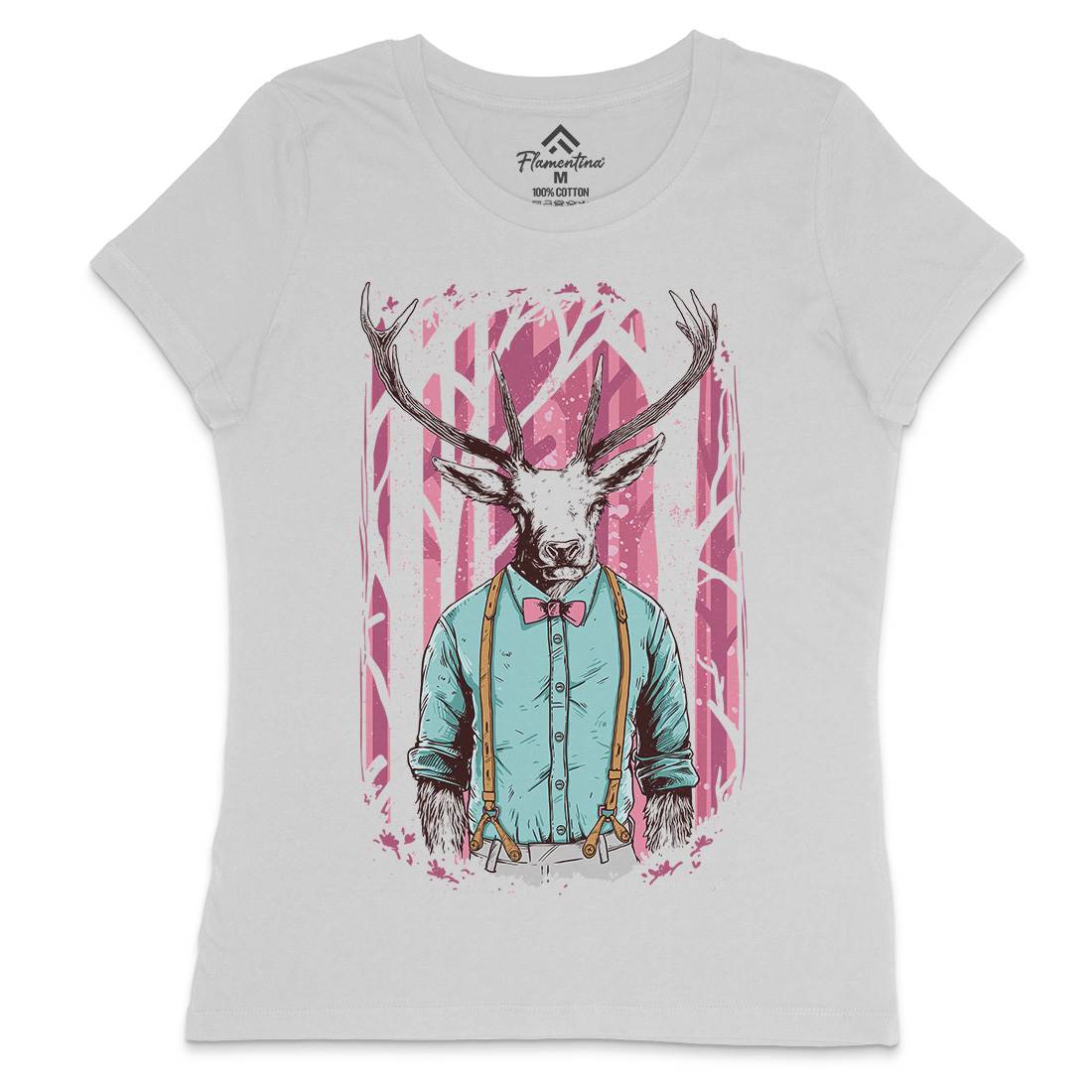 Deer Womens Crew Neck T-Shirt Animals C921