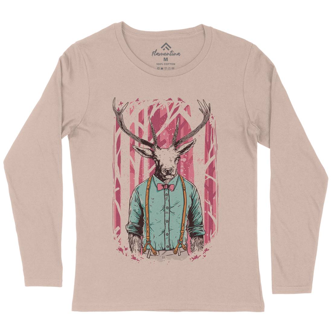 Deer Womens Long Sleeve T-Shirt Animals C921