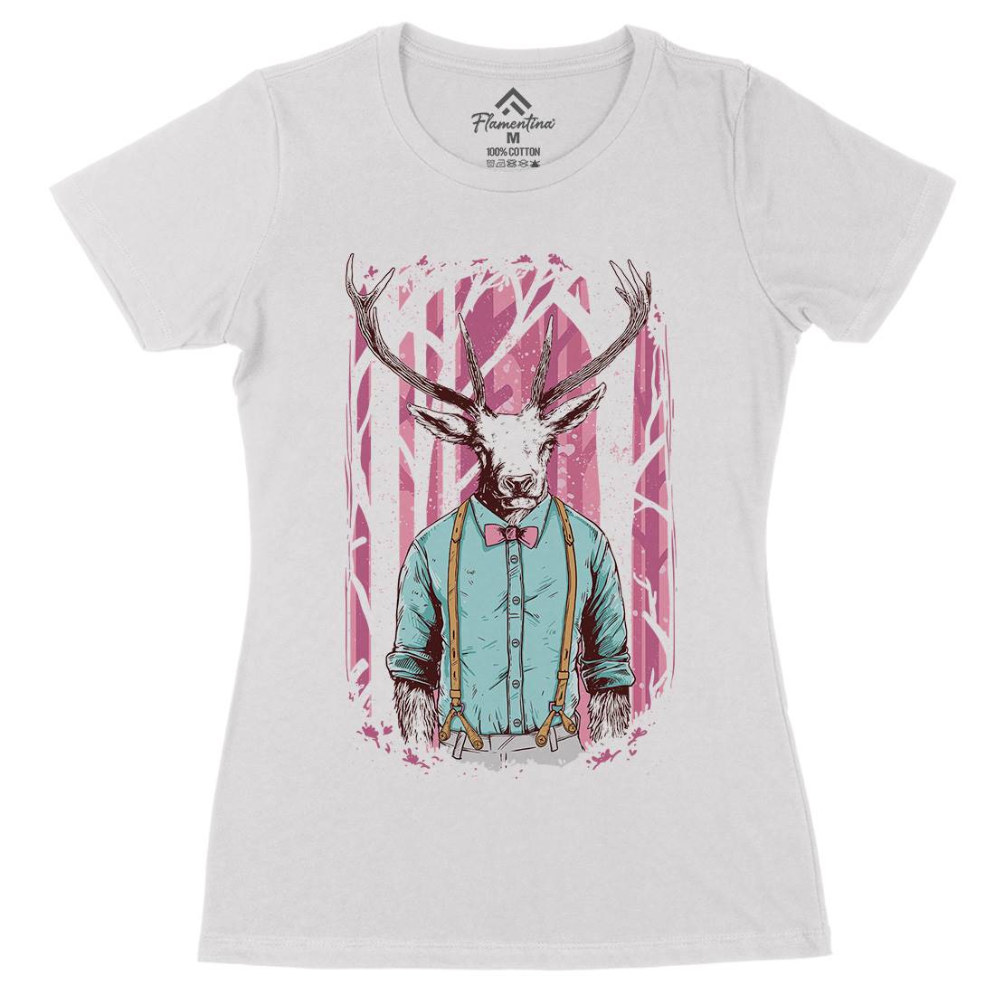 Deer Womens Organic Crew Neck T-Shirt Animals C921