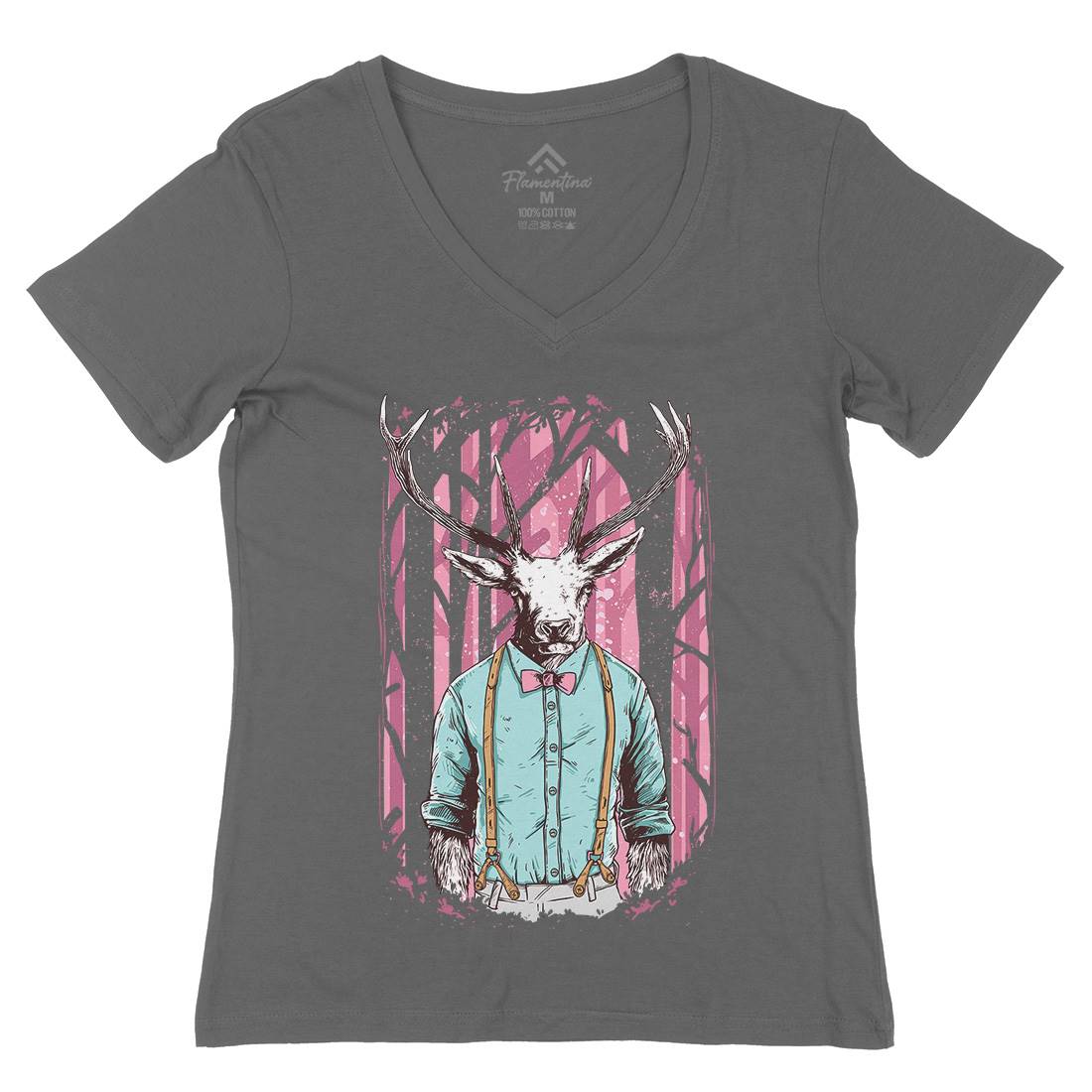 Deer Womens Organic V-Neck T-Shirt Animals C921