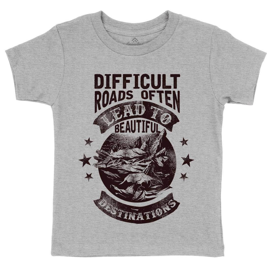 Difficult Roads Kids Organic Crew Neck T-Shirt Nature C922