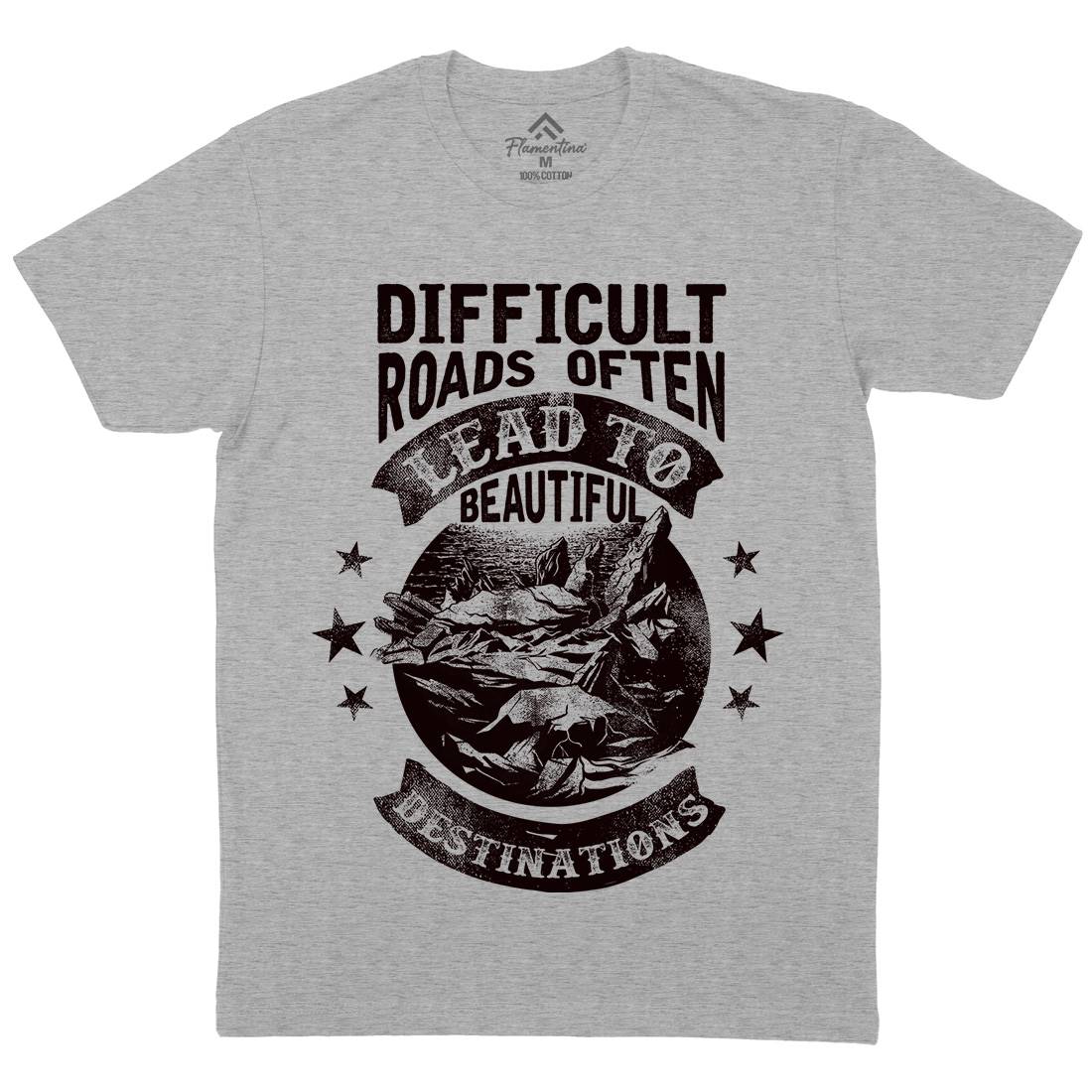 Difficult Roads Mens Crew Neck T-Shirt Nature C922