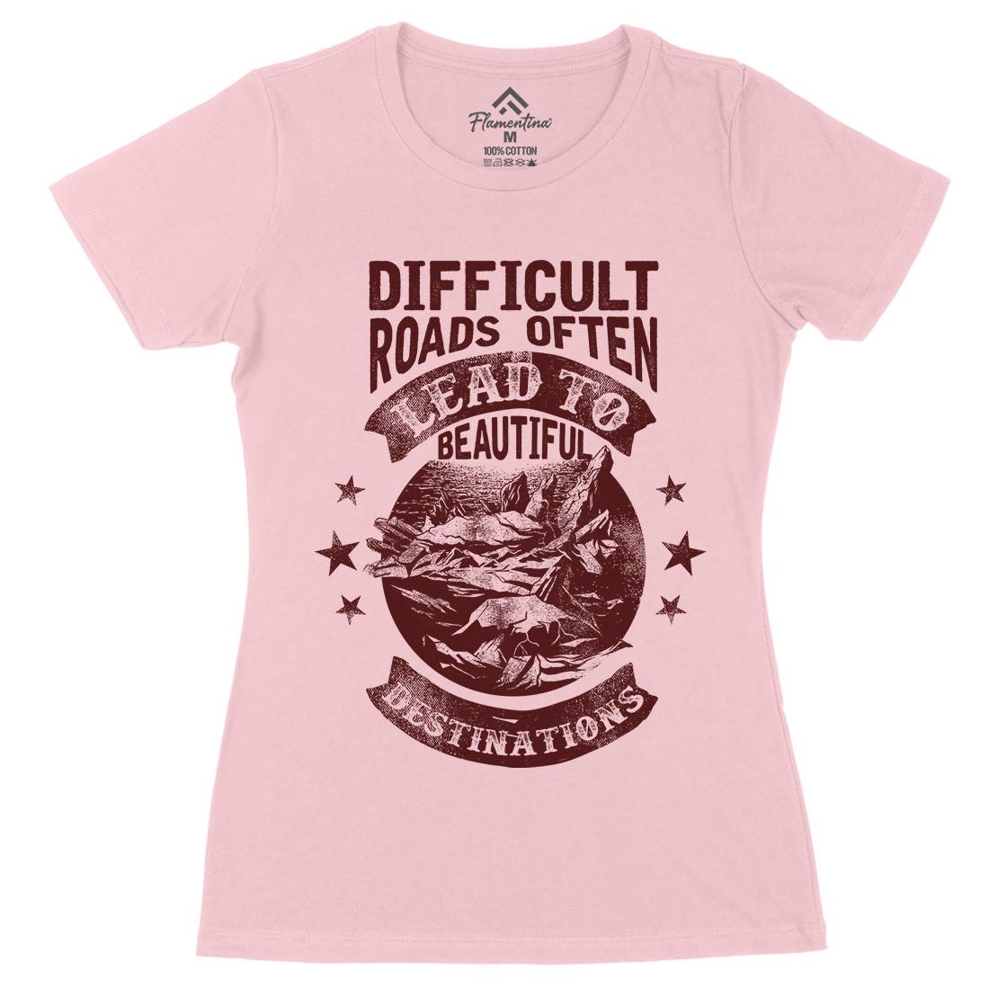 Difficult Roads Womens Organic Crew Neck T-Shirt Nature C922