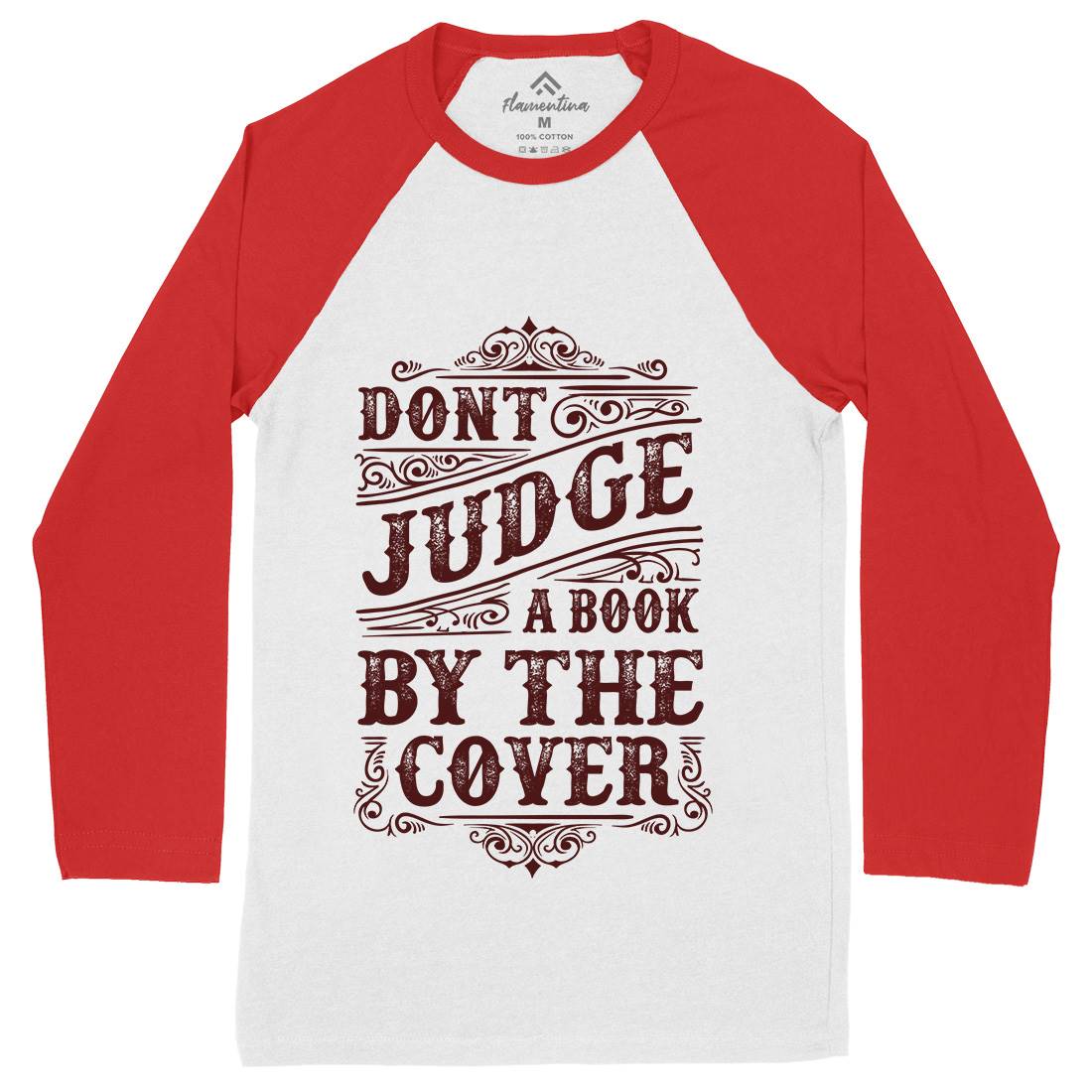 Don&#39;t Judge Book By The Cover Mens Long Sleeve Baseball T-Shirt Quotes C925