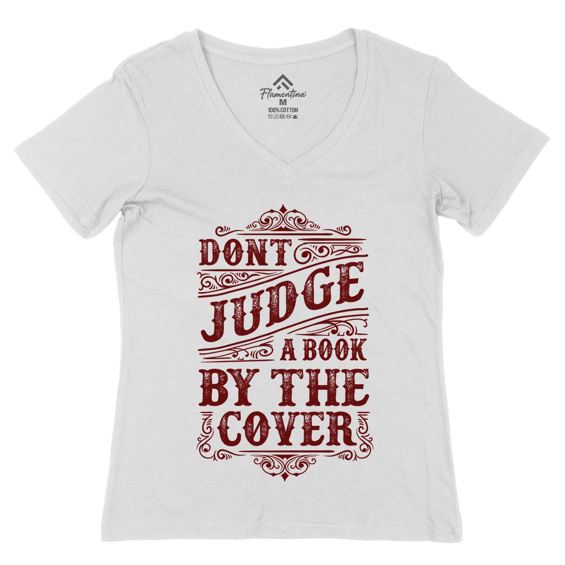 Don&#39;t Judge Book By The Cover Womens Organic V-Neck T-Shirt Quotes C925