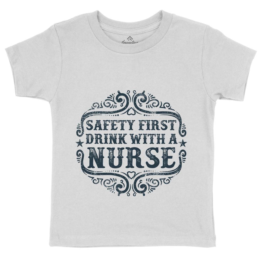 Drink With A Nurse Kids Organic Crew Neck T-Shirt Work C926