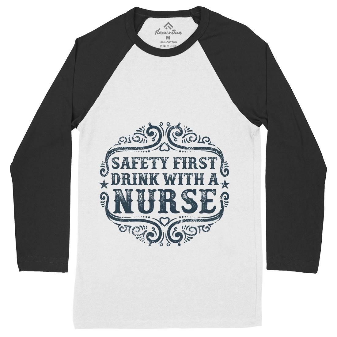 Drink With A Nurse Mens Long Sleeve Baseball T-Shirt Work C926