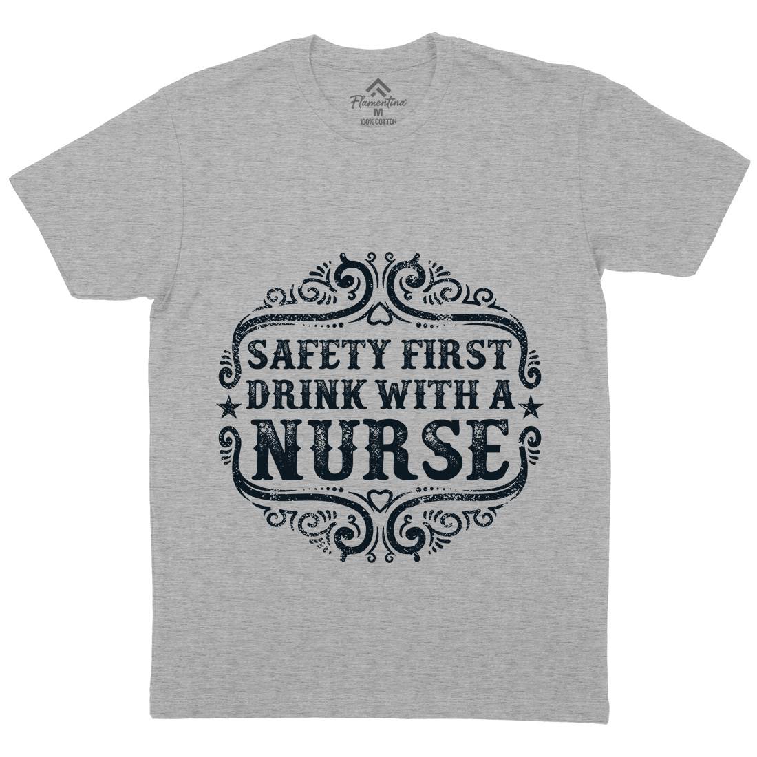 Drink With A Nurse Mens Organic Crew Neck T-Shirt Work C926
