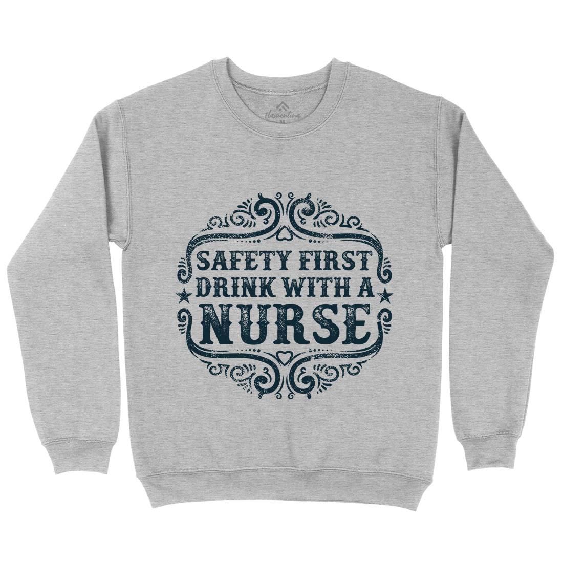 Drink With A Nurse Mens Crew Neck Sweatshirt Work C926