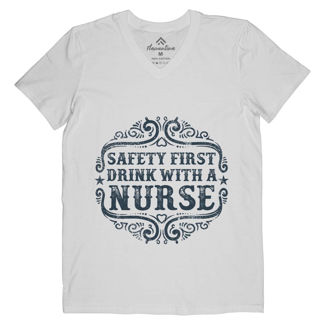 Drink With A Nurse Mens Organic V-Neck T-Shirt Work C926