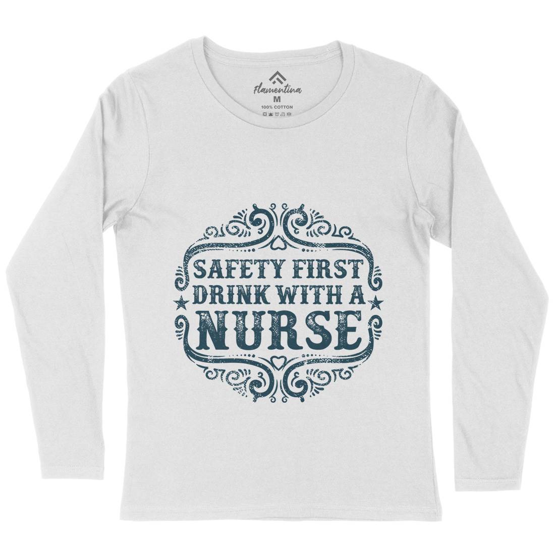Drink With A Nurse Womens Long Sleeve T-Shirt Work C926