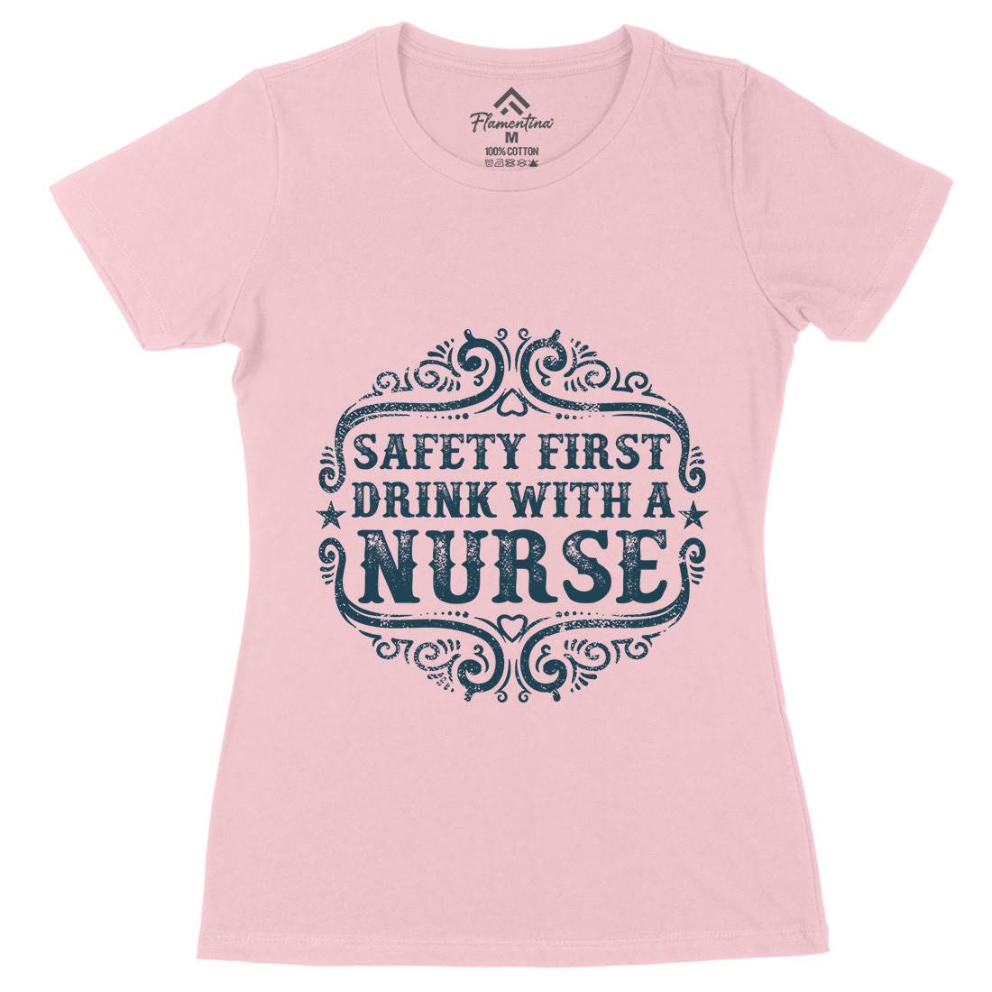 Drink With A Nurse Womens Organic Crew Neck T-Shirt Work C926