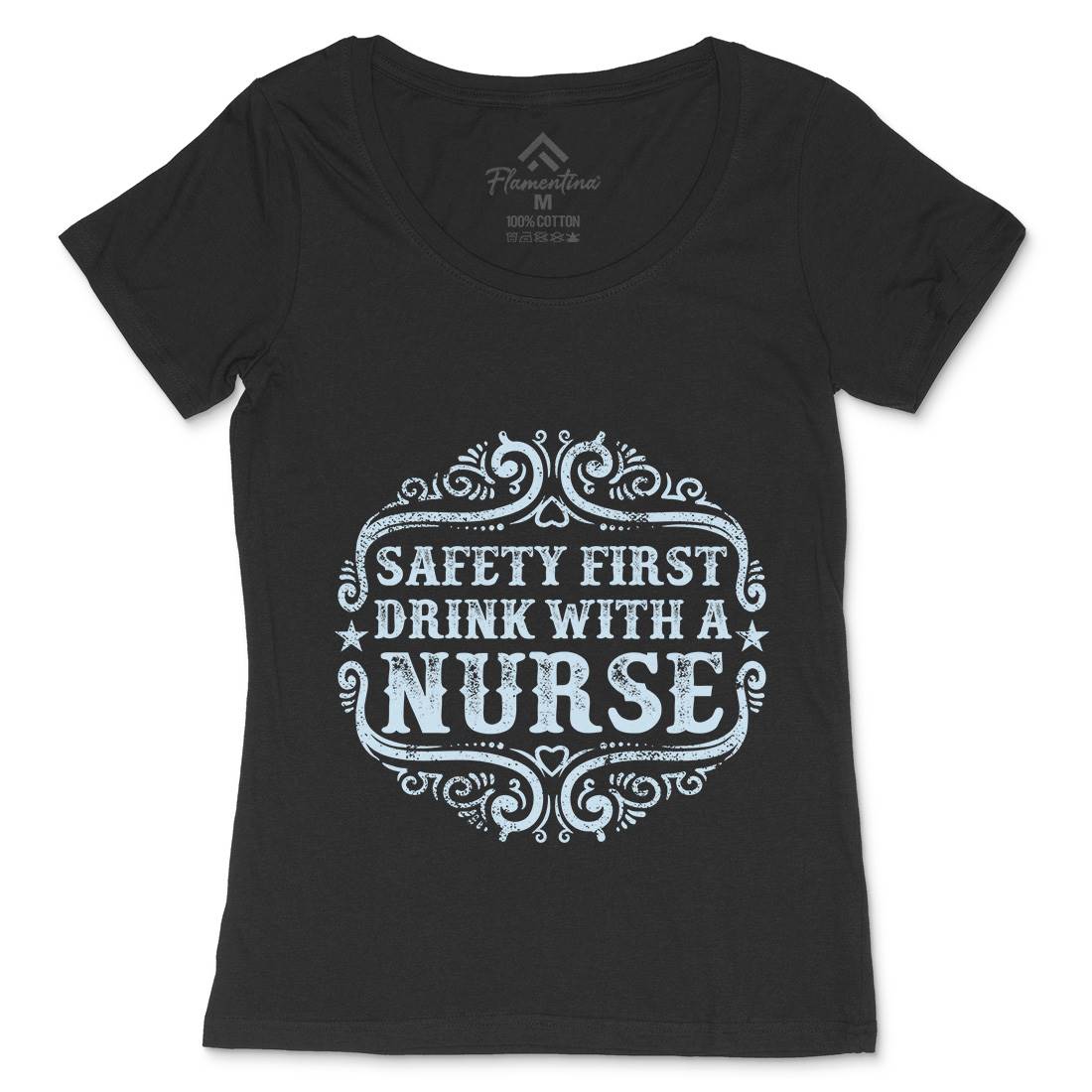 Drink With A Nurse Womens Scoop Neck T-Shirt Work C926